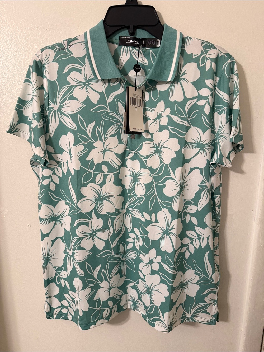 Ralph Lauren Women's Teal and White Floral Button-Down Polo